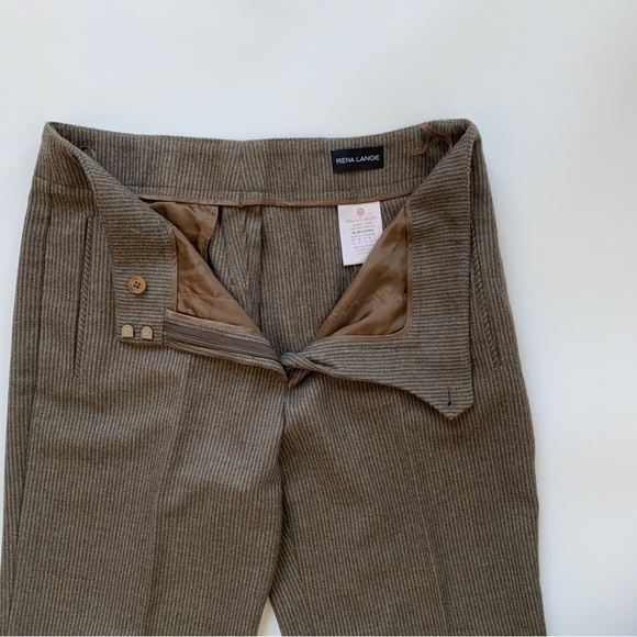 [SOLD] RENA Lange Camel Pinstripe Pure Wool Wide Leg Tailored Trousers size 8 M… - Picture 9 of 10